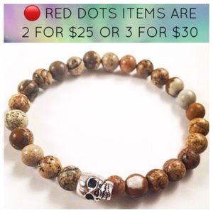 🔴SALE ! Men or women Genuine jasper bead & skull